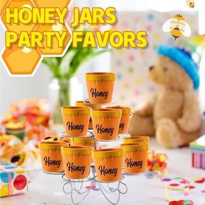 Meekoo 30 Sets Mini Homey Bee Pots with Wooden Dippers Bee Charms Honey Jars